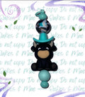 Cow with turquoise hat zipper pull